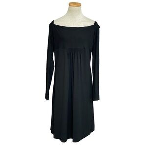 Trussardi Jeans NWT Midi Dress Long Sleeve Rectangle Neck Black Size X Large XL